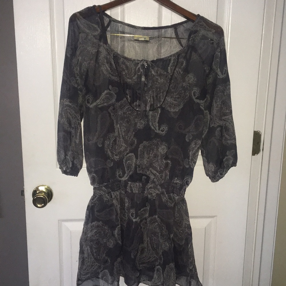 Aerie Sheer Patterned Shirt Dress